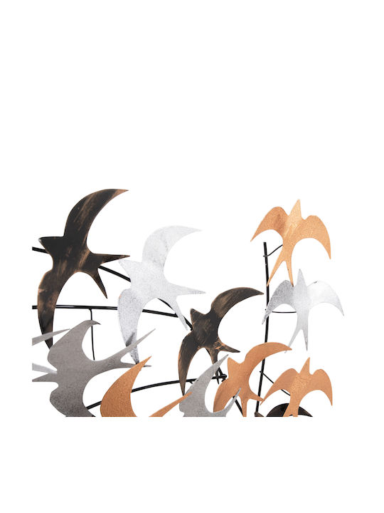 HomeMarkt Wall Decor Birds Multicolour Made of Metallic 131x7cm