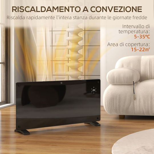 HomCom Convector Heater Wall 2000W with Electronic Thermostat Black