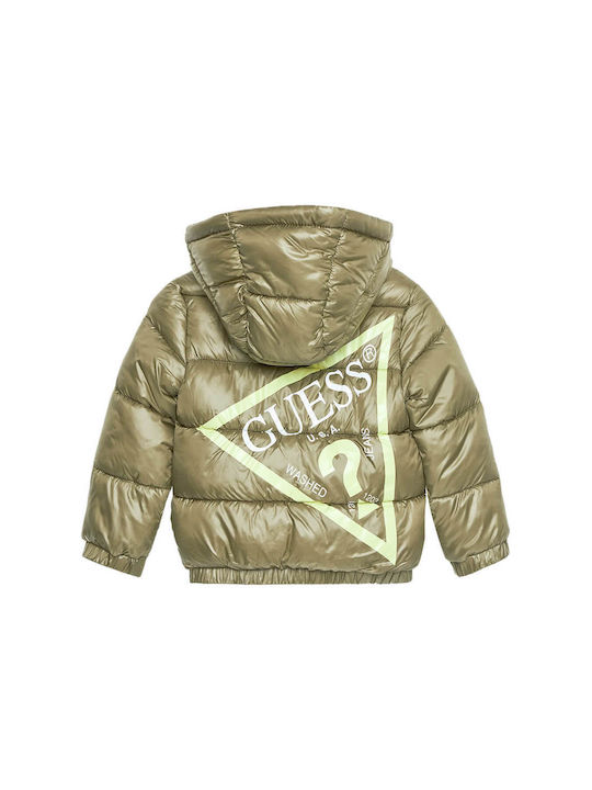 Guess Kids Quilted Jacket with Hood Desert Green