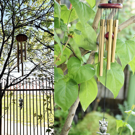 Wind Chime 6 Metallische Klangröhren Für Zuhause Garten Klassisches Modell Eule