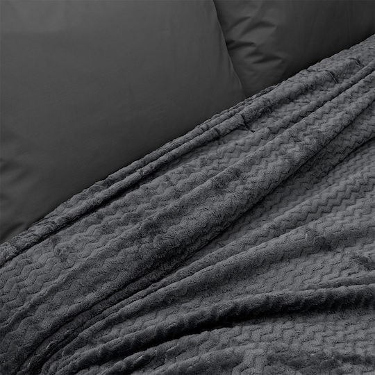 Lino Home Pelusa Κουβέρτα Fleece Μονή 160x220εκ. D.grey