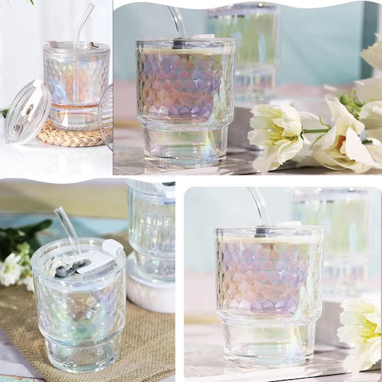 Transparente 350 ml Rainbow Bubble Glas Reisebecher Kaffee Tee