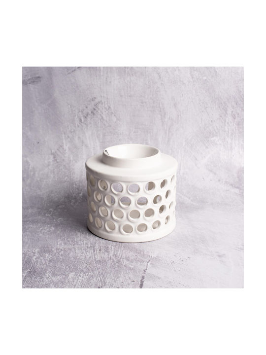 Keramik-Raumduft-Wachsbrenner "Glow White" Duftchips Mattweiß 13x13x11 850174