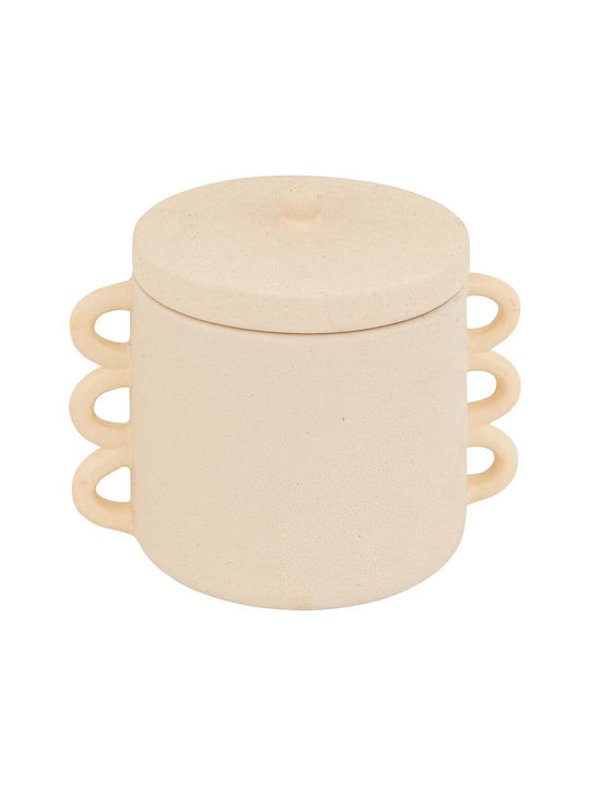 Vase General Use with Lid Ceramic Beige 14x12x16cm