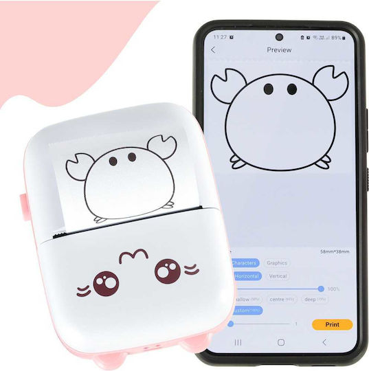Mini Thermal Photo Printer with Bluetooth White/Pink
