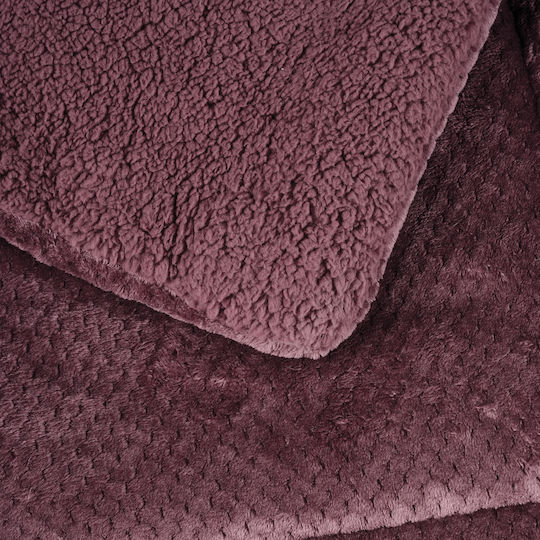 Das Home Sherpa Comforter with Hollowfiber Filling Double 220x240cm 1188 Dark Lilac 700 GSM 12 Togs