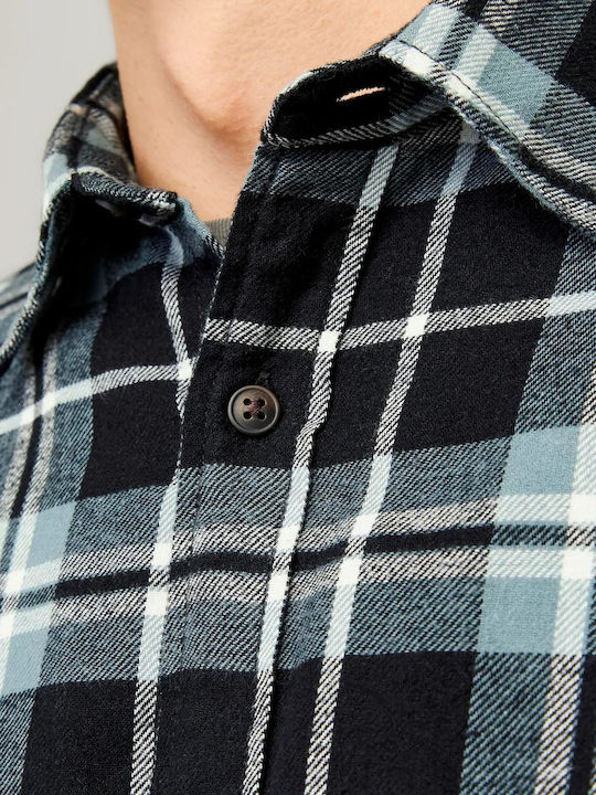 Langärmlig Flanell Hemd Geprüft Petrol (goblin Blue)