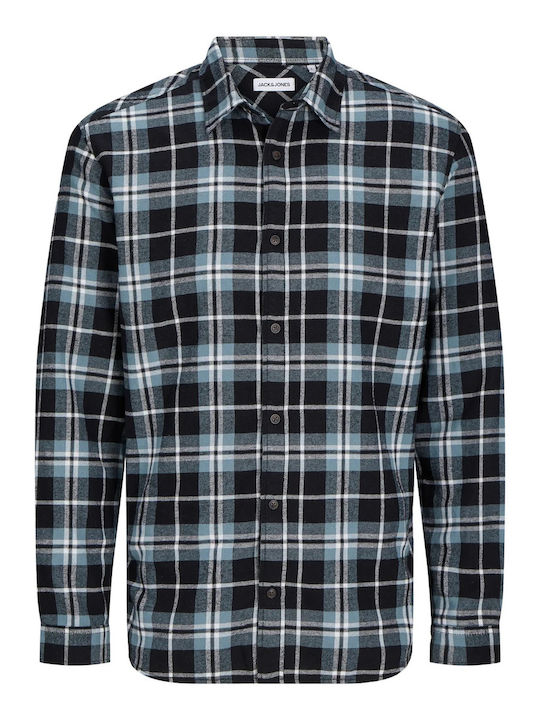 Langärmlig Flanell Hemd Geprüft Petrol (goblin Blue)