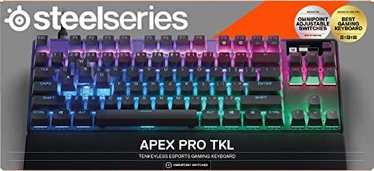 SteelSeries Apex Pro TKL Gaming Mechanical Keyboard Tenkeyless with SteelSeries OmniPoint switches and RGB lighting (English US)