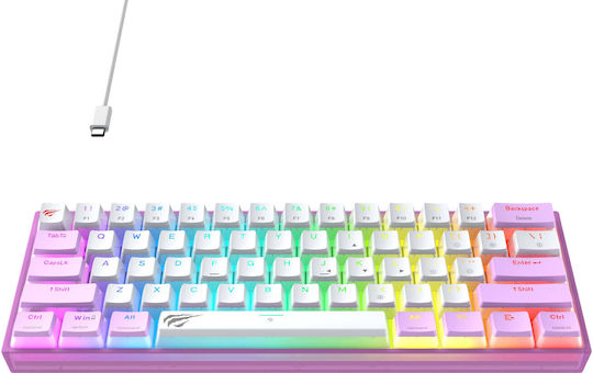 Havit KB877L Gaming Mechanical Keyboard 60% With Custom Switches And RGB Lighting English US Transparent White