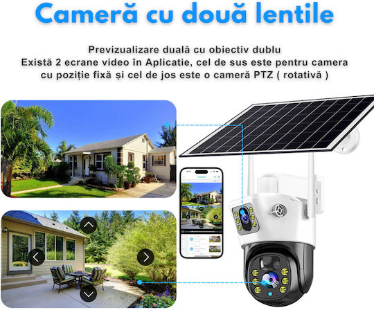 IP Cameră de Supraveghere 4G Full HD+ 4MP Rezistentă la apă Pe baterii cu Comunicare Bidirecțională