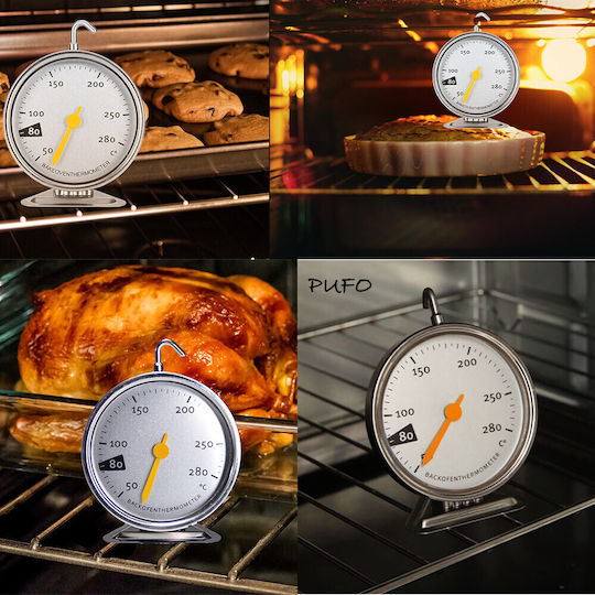Metallic Analog Meat Thermometer Hook Pufo Oven Measurement Range 50-280°c