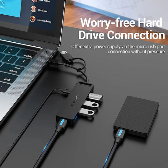 Vention Hub 4 Θυρών USB 3.0 με σύνδεση USB-C