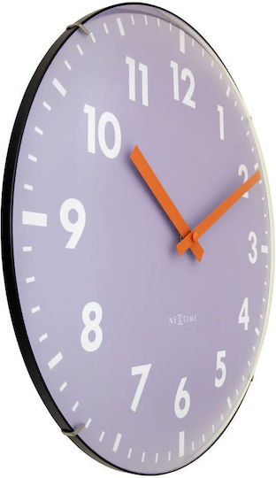 Ρολόι Τοίχου Γυάλινο Λεβάντα Domed Glass Lens-silent-glass-nextime 'duomo' 3542la 35cm Ø