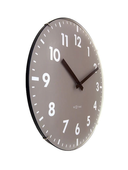 Wanduhr 35cm Khaki Gewölbtes Glas Silent-Glas-Nextime 'Duomo' 3542ki