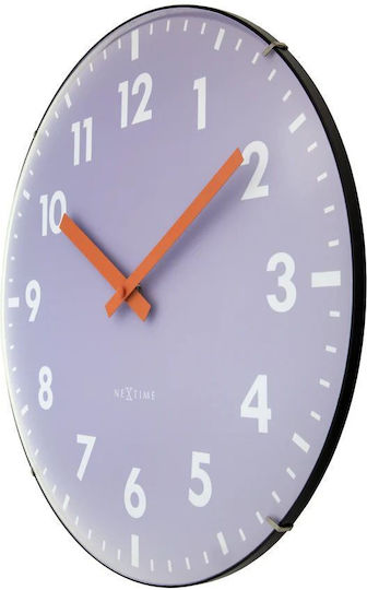 Ρολόι Τοίχου Γυάλινο Λεβάντα Domed Glass Lens-silent-glass-nextime 'duomo' 3542la 35cm Ø
