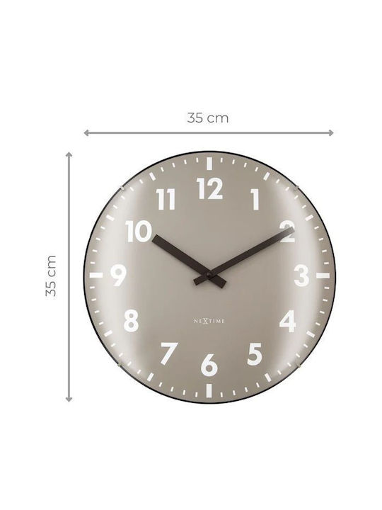 Wanduhr 35cm Khaki Gewölbtes Glas Silent-Glas-Nextime 'Duomo' 3542ki