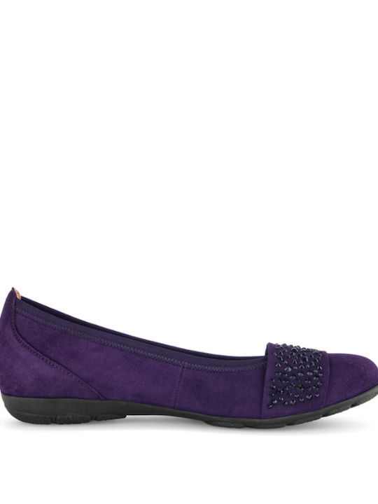 Lederne Damen Ballerinas in Lila Farbe