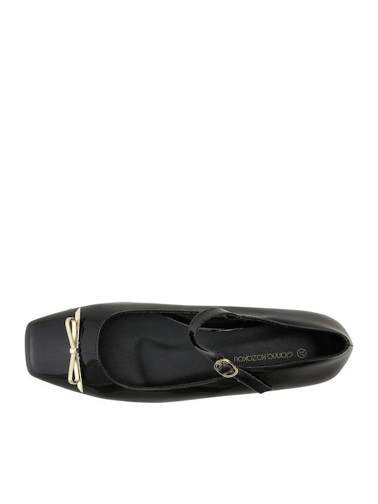 Rontel Damen Ballerinas aus Lackleder in Schwarz Farbe
