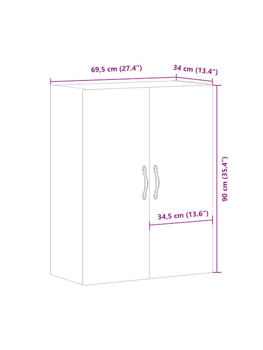 Wand Wohnzimmer Nische aus Spanplatte Braune 69.5x34x90cm