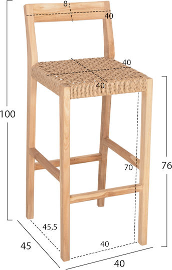 Σκαμπό Μπαρ Plered Ξύλο Τεάκ & Σχοινί 40x45x100εκ. Σκαμπό Μπαρ Plered Ξύλο Τεάκ & Σχοινί 40x45x100εκ.