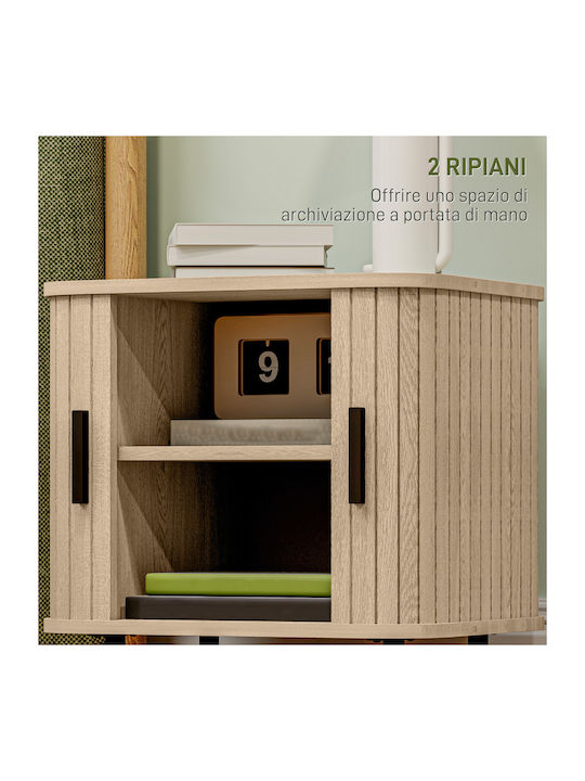 Wooden Bedside Tables with Metal Legs Brown 2 Pieces 48x40x48cm