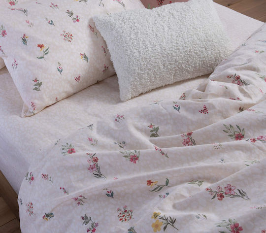 Nef-Nef Homeware Σετ Παπλωματοθήκη Βαμβακερή Υπέρδιπλη με 2 Μαξιλαροθήκες 240x230cm Plant Ecru