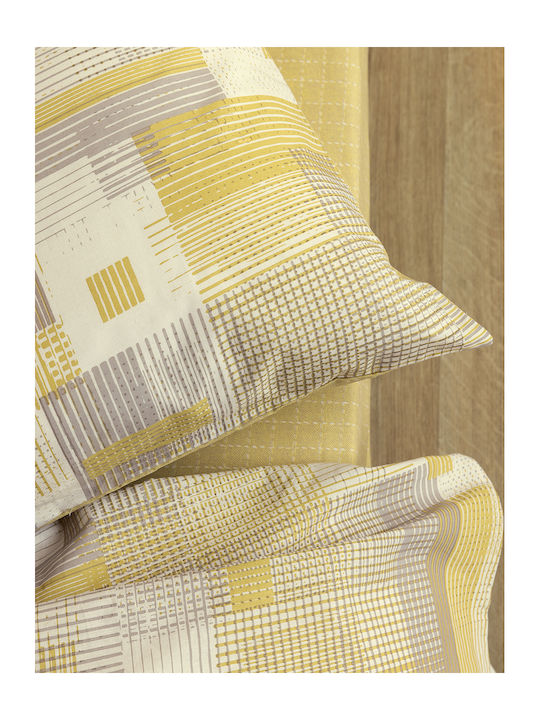 Palamaiki Duvet Cover Set Cotton Queen with 2 Pillowcases 240x250 Fl6251 Yellow