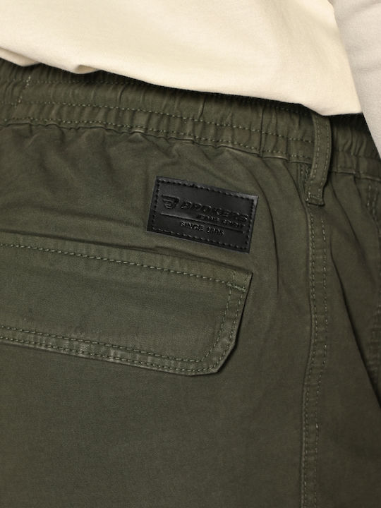 Trousers Cargo Elastic in Loose Fit Dark Oil