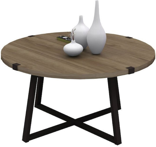 Round Side Table Mauricio Wooden Walnut - Charcoal M78xW78xH43cm