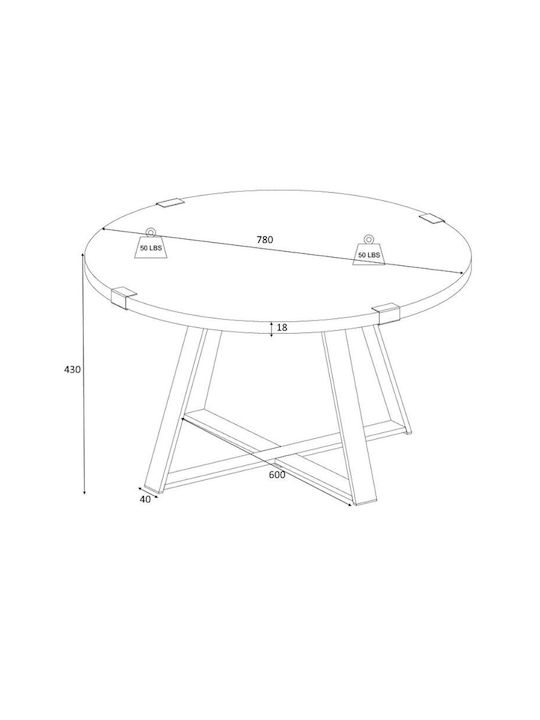 Rundes Beistelltisch Mauricio Holz Nussbaum Anthrazit M78xB78xH43cm