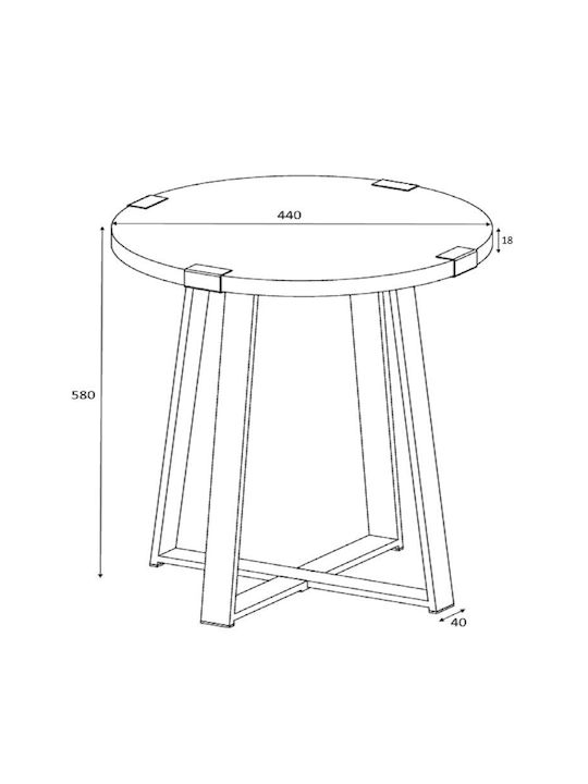 Rundes Beistelltisch Pedro Holz Nussbaum - Anthrazit M44xB44xH58cm