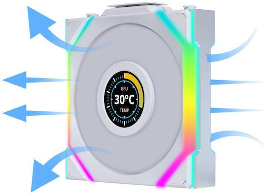 Lian Li UNIFAN SL Wireless LCD Reverse Blade Case Fan 120mm (1900rpm / 51.45cfm) με RGB Φωτισμό 3τμχ Λευκό