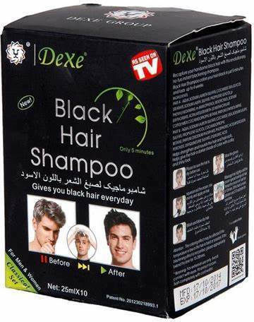 Dexe Hair Shampoo Προσωρινή Βαφή Μαλλιών Μαυρο 10x25ml