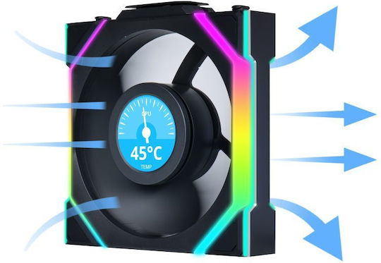 Lian Li UNIFAN SL Wireless LCD Case Fan 120mm (1900rpm / 58.08cfm) με RGB Φωτισμό