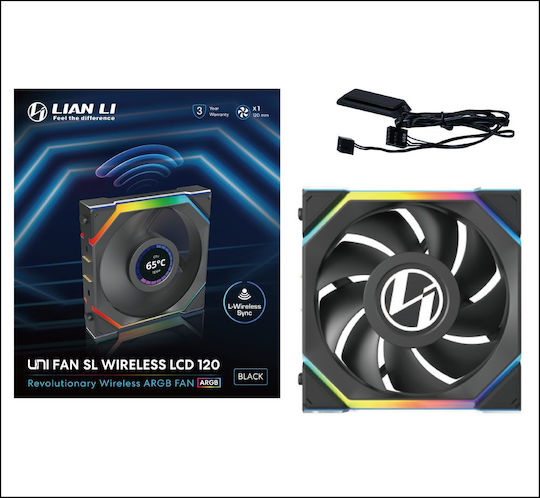 Lian Li UNIFAN SL Wireless LCD Case Fan 120mm (1900rpm / 58.08cfm) με RGB Φωτισμό
