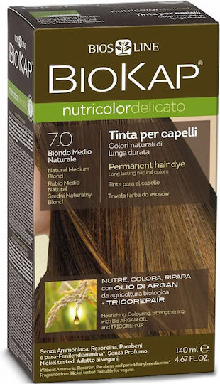 Biosline Biokap Nutricolor Delicato Hair Dye no Ammonia 7.0 Natural Medium Blonde 140ml