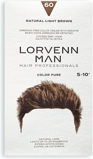 Lorvenn Man Color Pure Hair Dye no Ammonia 60 Natural Light Brown 40ml