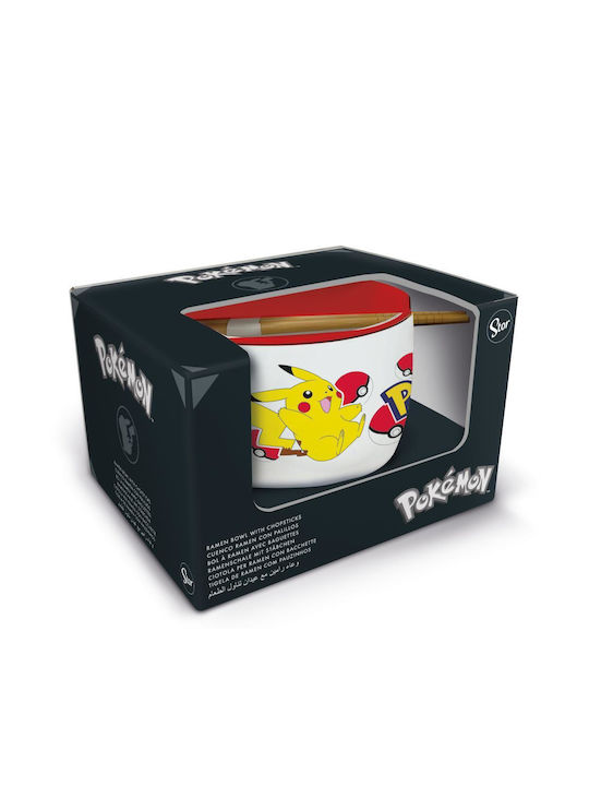 Just Funky Pokemon - Pikachu Ramen Set (bowl, Chopsticks) Serving Bowl Round Ceramic Beige