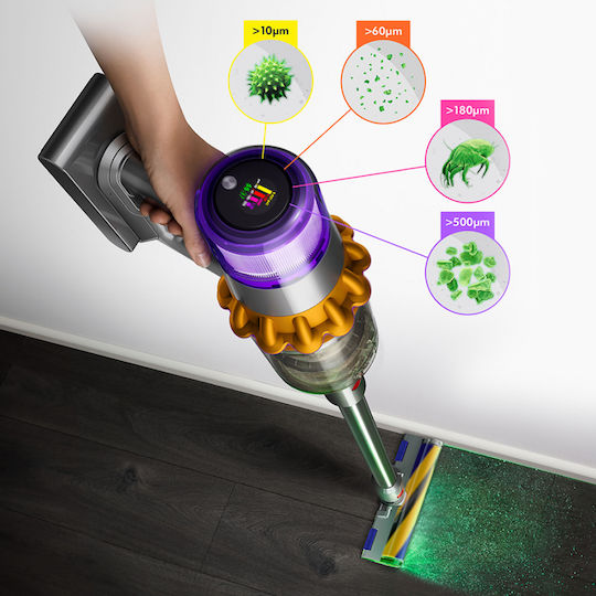 Dyson V15 Detect Absolute Επαναφορτιζόμενη Σκούπα 2 σε 1 Stick & Χειρός 25.2V Χρυσή
