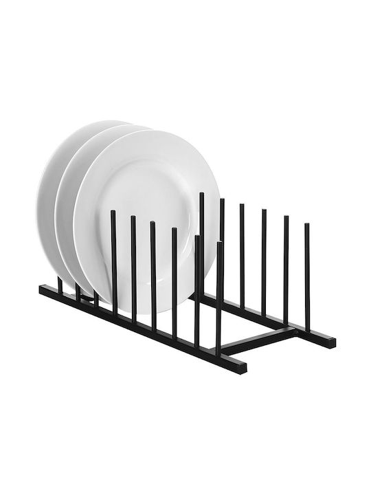 BigBuy Πιατοθήκη Ντουλαπιού Μεταλλική 34.5x12.5x12εκ. Μαύρο