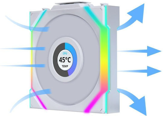 Lian Li UNIFAN SL Wireless LCD Case Fan 120mm (1900rpm / 58.08cfm) με RGB Φωτισμό 3τμχ Λευκό
