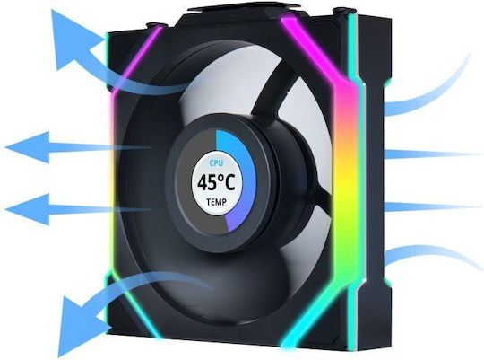 Lian Li UNIFAN SL Wireless LCD Reverse Blade Case Fan 120mm (1900rpm / 51.45cfm) με RGB Φωτισμό 3τμχ