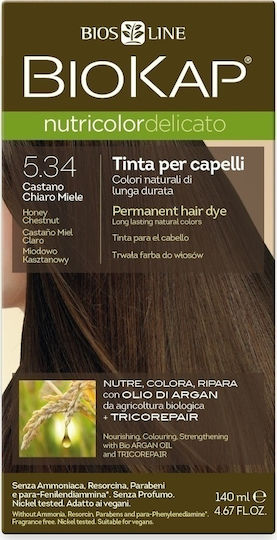 Biosline Biokap Nutricolor Delicato Hair Dye no Ammonia 5.34 Honey Chestnut 140ml