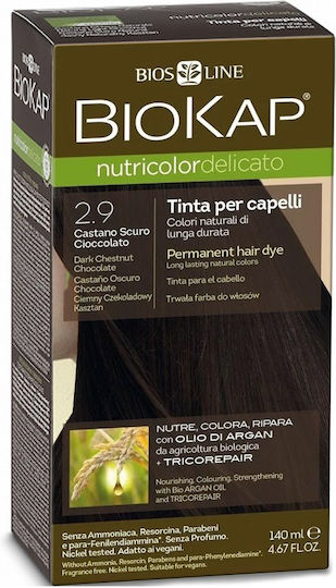 Biosline Biokap Nutricolor Delicato Hair Dye no Ammonia 2.90 Dark Chestnut Chocolate 140ml