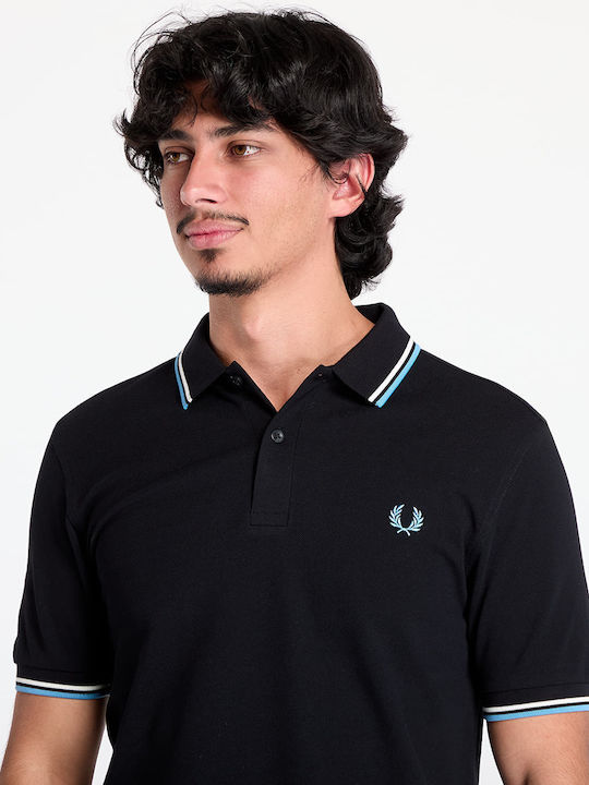 Fred Perry Twin Tipped Shirt Блуза Black, Ecru, Soft Blue