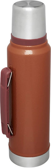 Stanley Classic Legendary Bottle Thermos Stainless Steel / Plastic BPA Free 1lt Hammertone Clay with Handle