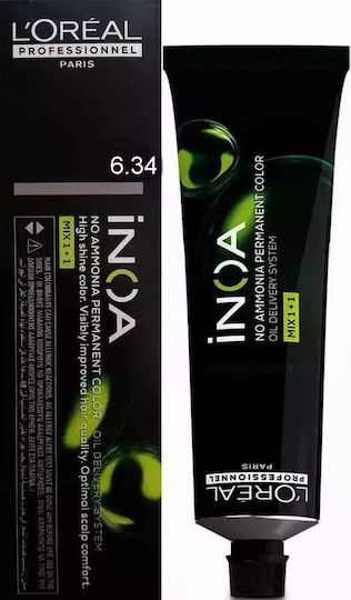 L'Oréal Professionnel Inoa Βαφή Μαλλιών Χωρίς Αμμωνία 6.34 Ξανθό Σκούρο Ντορέ Χάλκινο 60ml