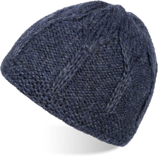Set with Beanie Fleece Knitted in Navy Blue color