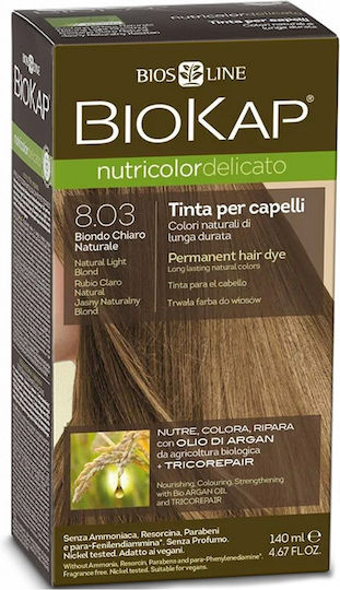 Biosline Biokap Nutricolor Delicato Hair Dye no Ammonia 8.03 Natural Light Blonde 140ml